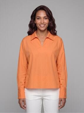 Harshman Los Angeles Persimmon Orange Poplin Enid Blouse Size Small NWT
